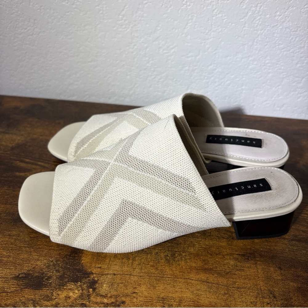 Sanctuary Cream Mules with Geometric Design